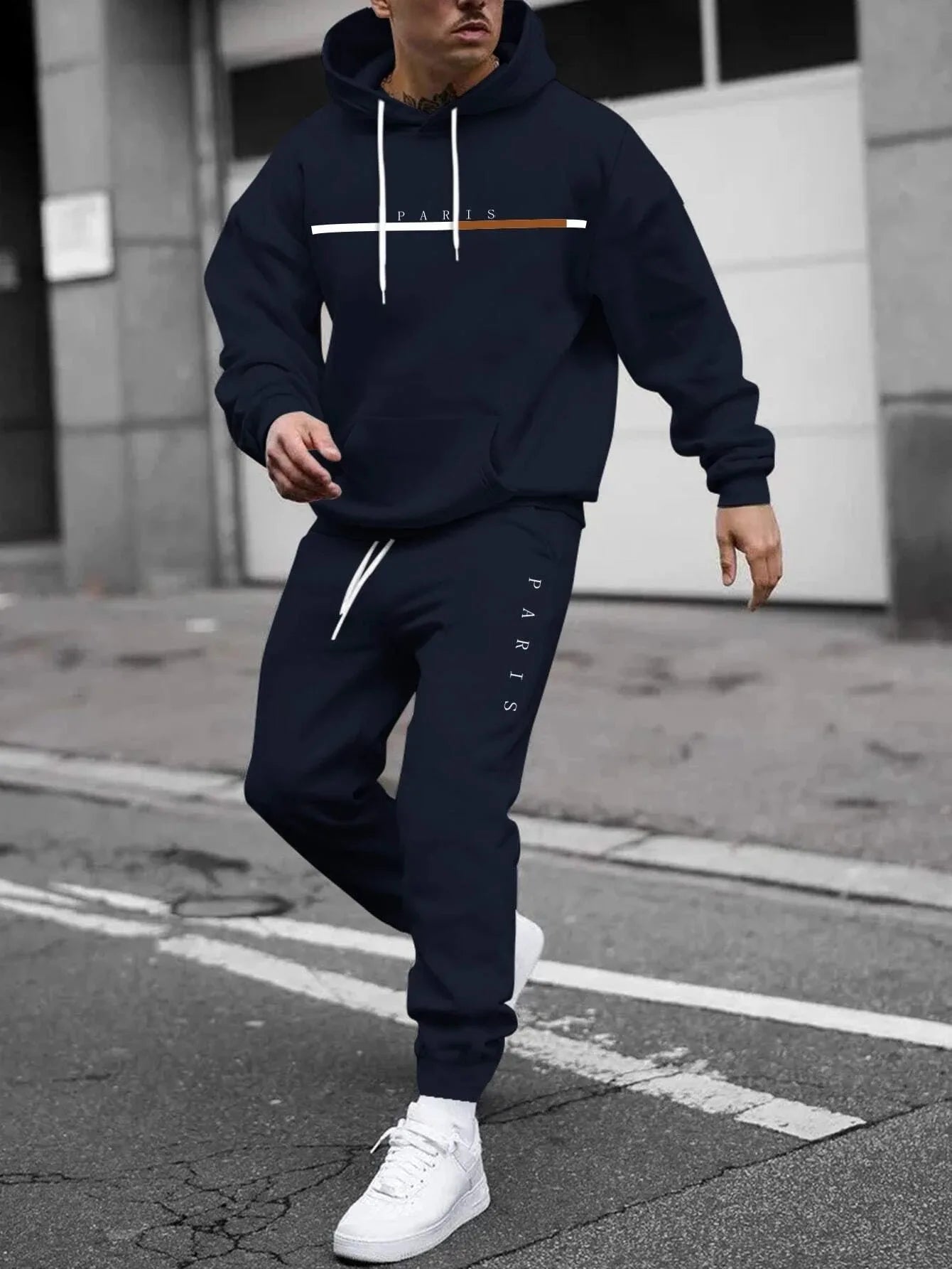 Men Autumn Winter Drawstring Tracksuit