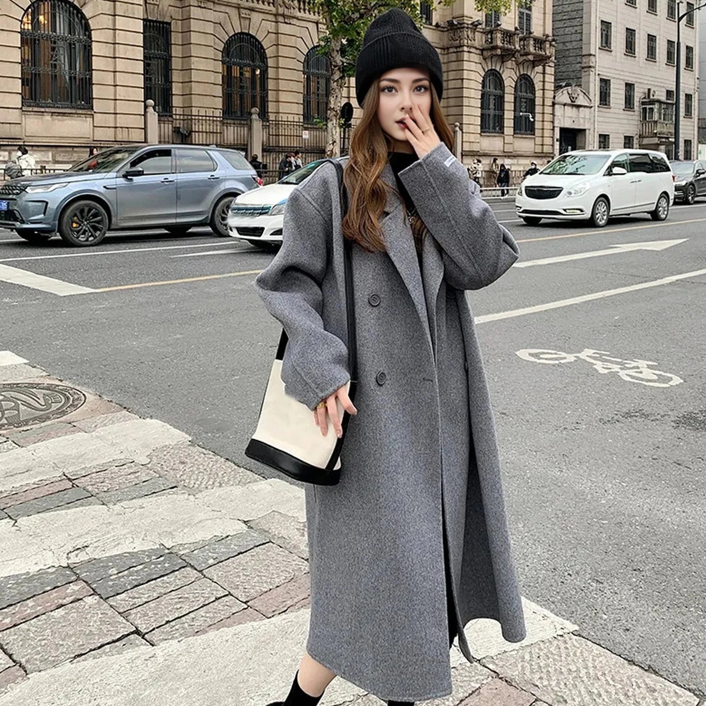 Women’s Color Matching Wool Coat