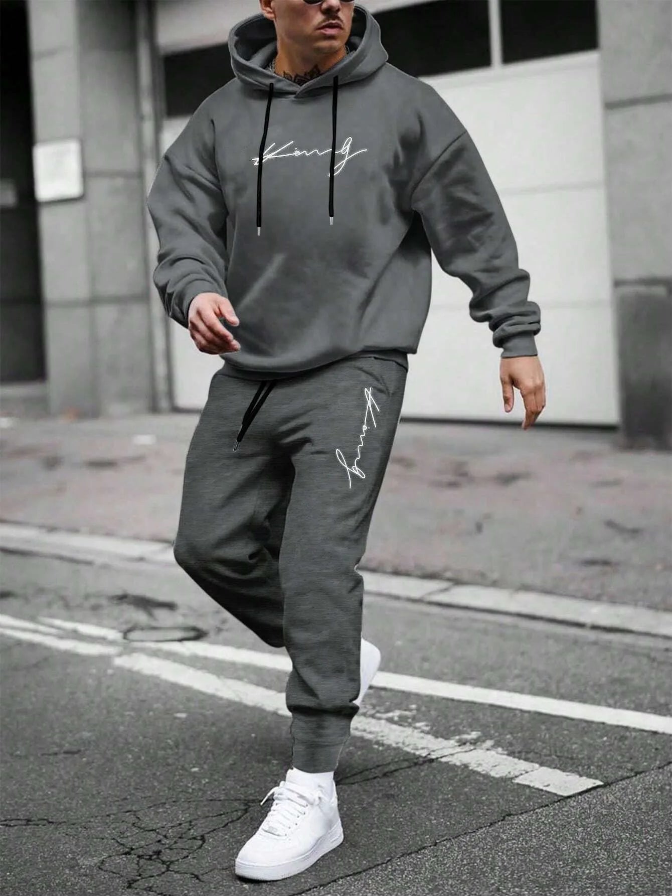Men Autumn Winter Drawstring Tracksuit