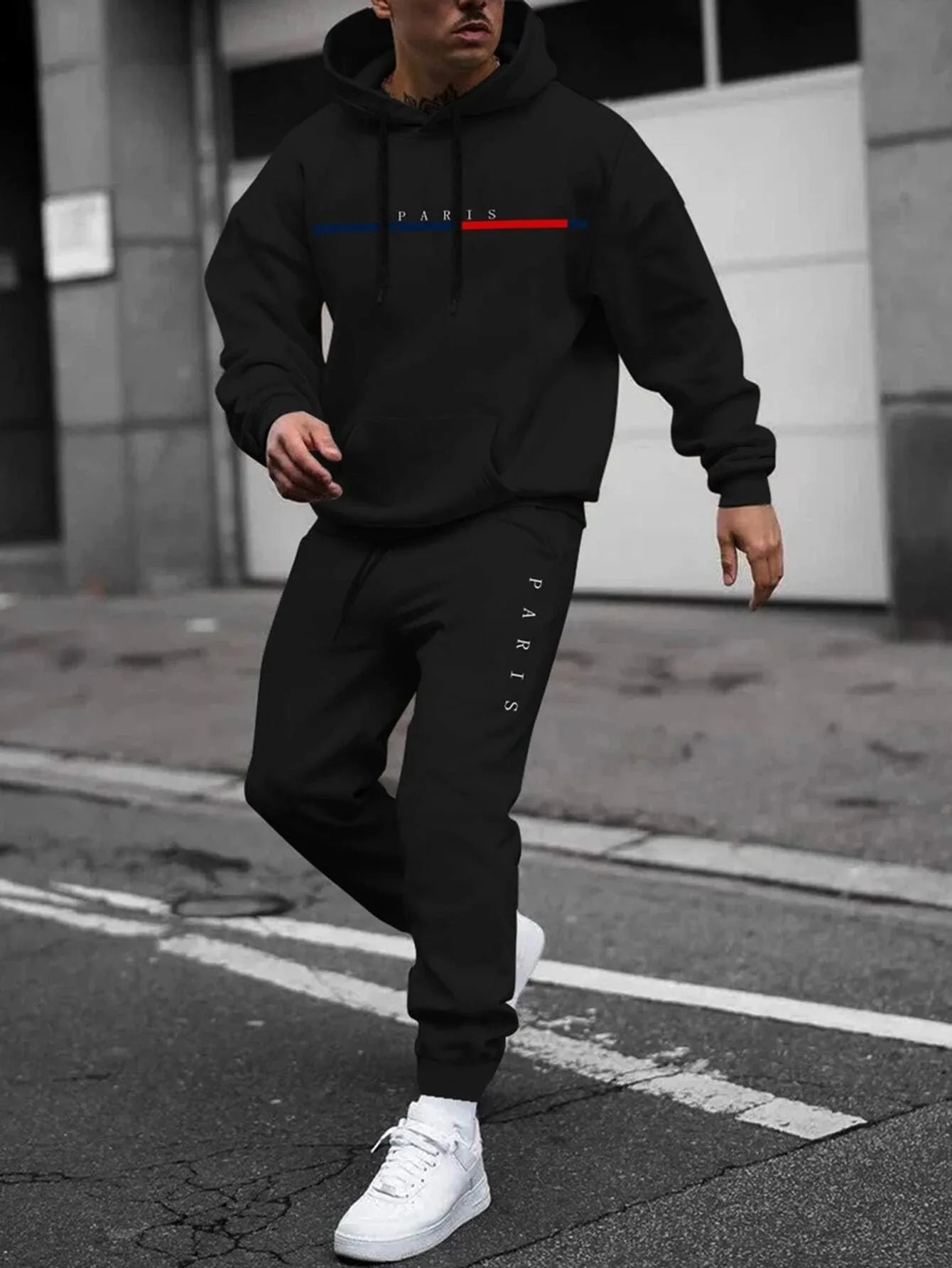 Men Autumn Winter Drawstring Tracksuit