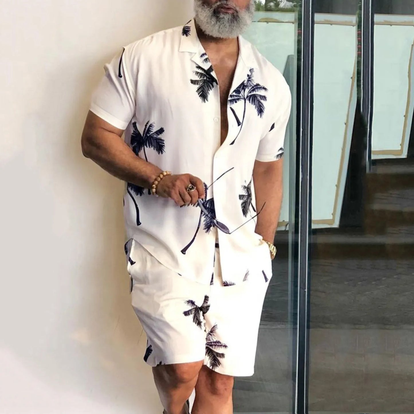 Summer Patchwork 3D Print Men Shirt Sets