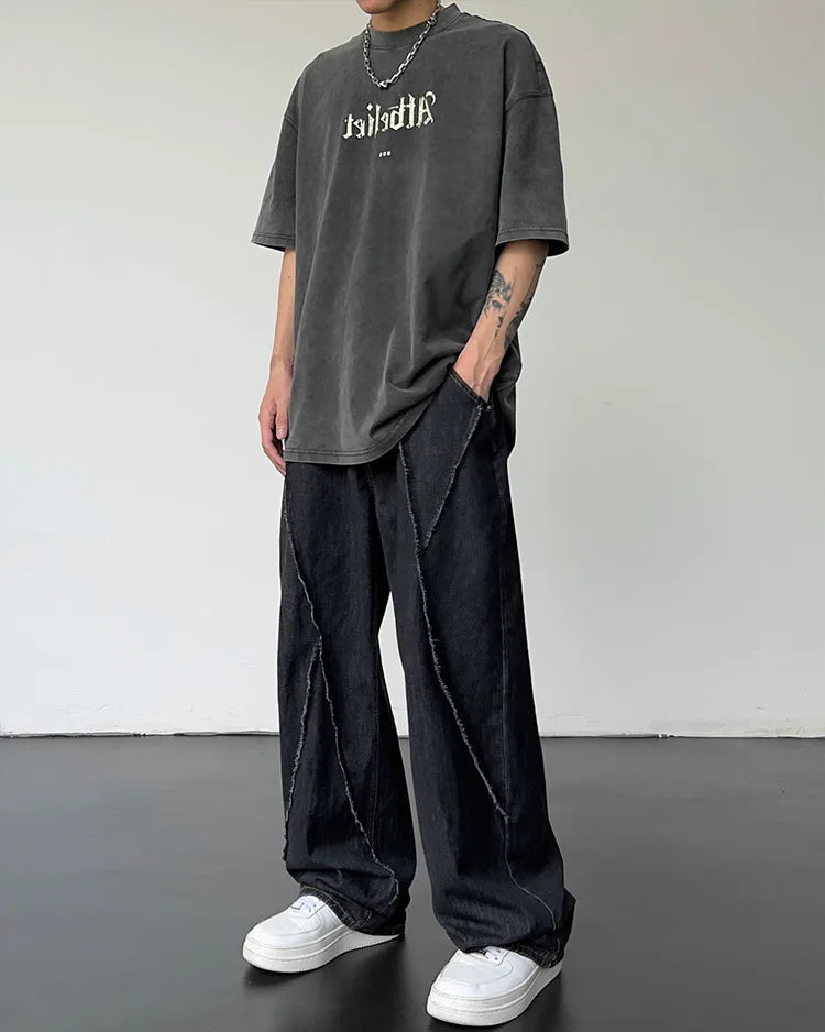 Men’s Hip-Hop Distressed Patchwork Jeans