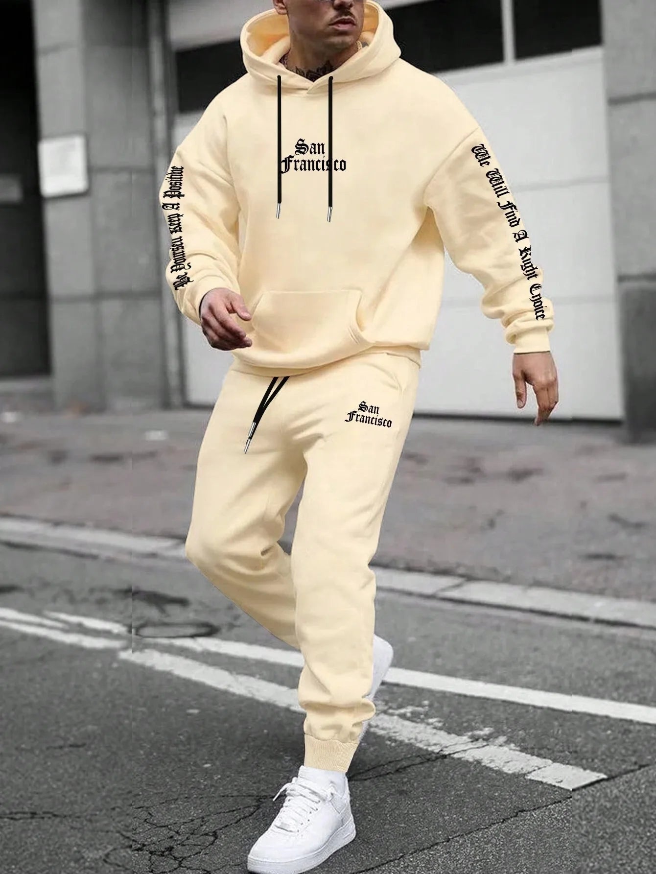 Men Autumn Winter Drawstring Tracksuit