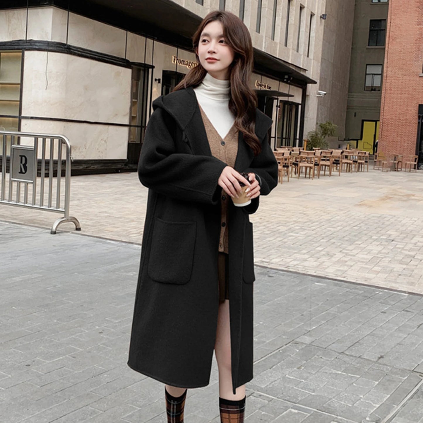 Women’s Color Matching Wool Coat