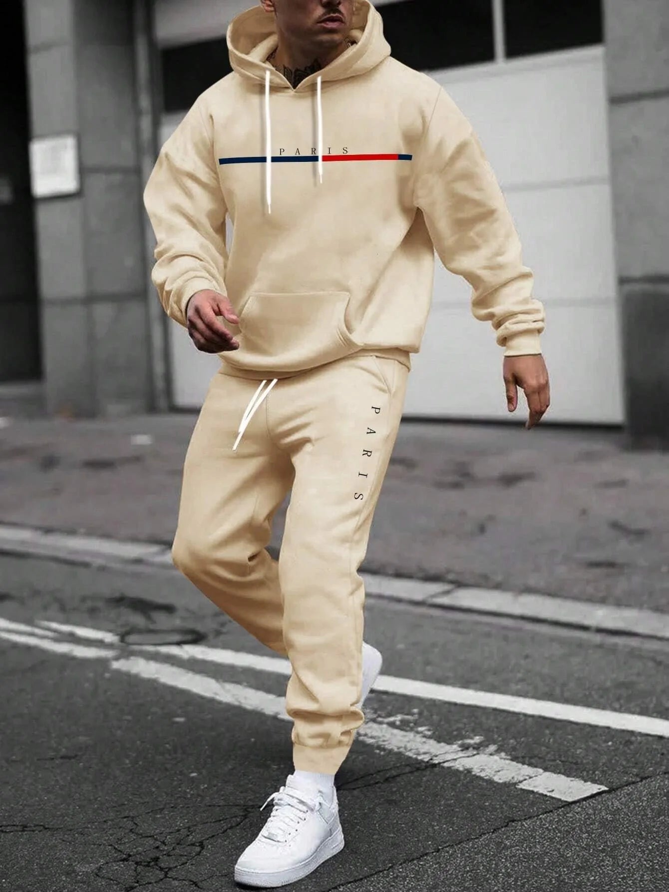Men Autumn Winter Drawstring Tracksuit