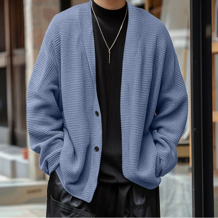 Men’s Solid Color V-Neck Cardigan