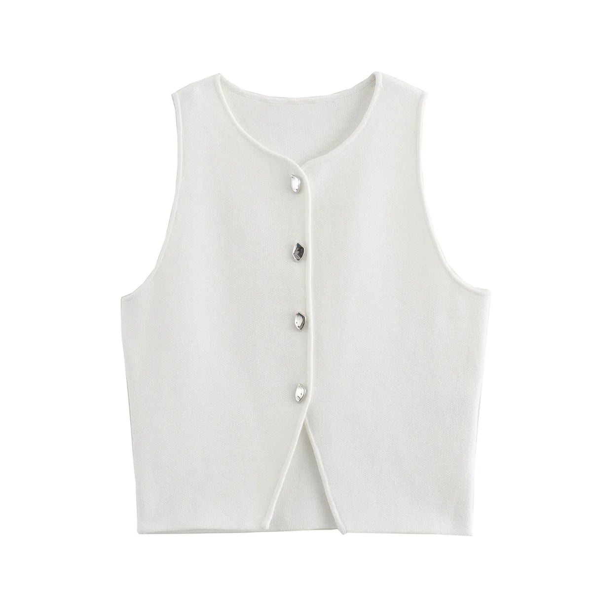 Women's White Knit Crop Tank Top