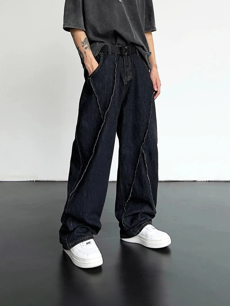 Men’s Hip-Hop Distressed Patchwork Jeans