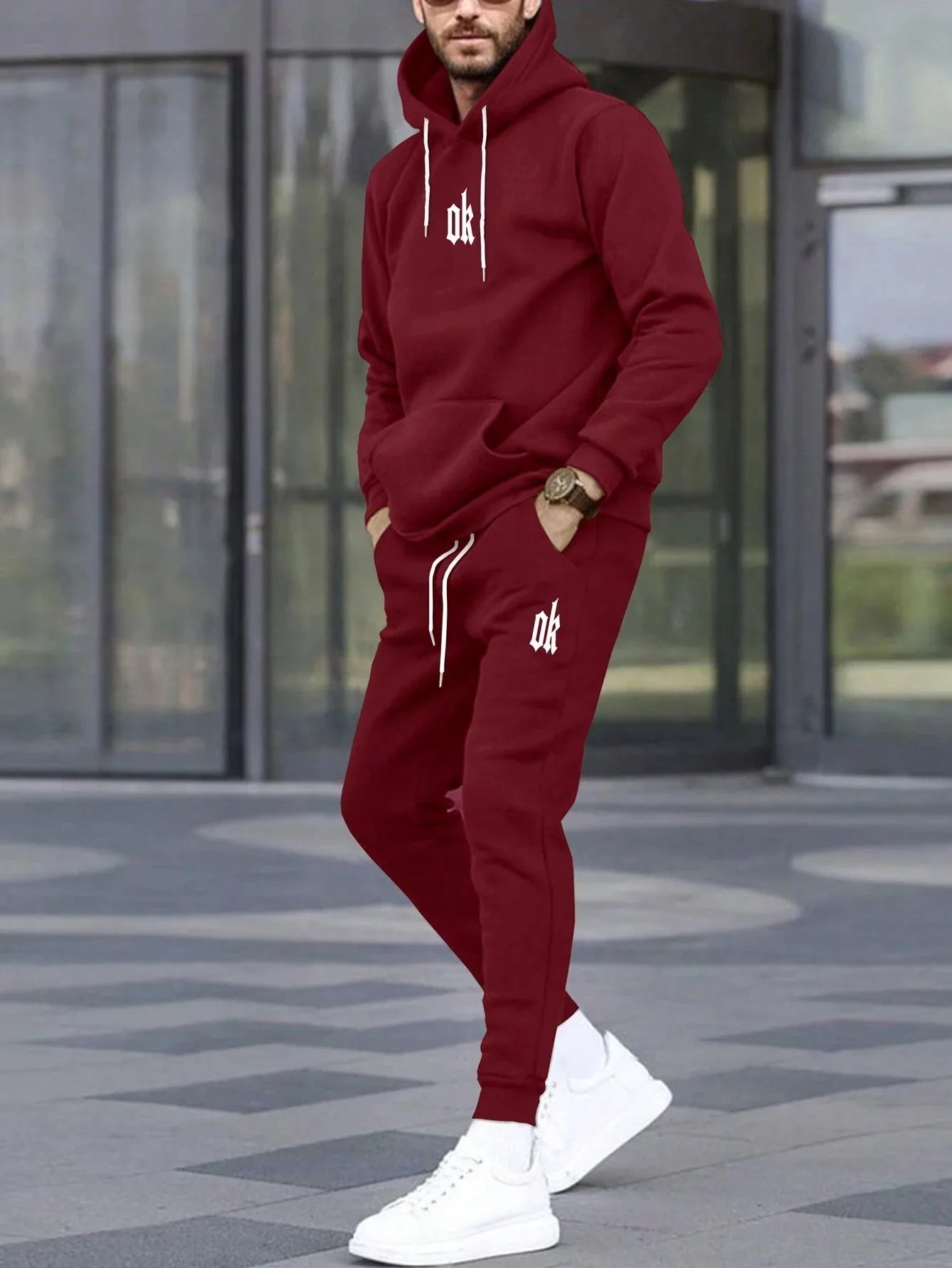 Men Autumn Winter Drawstring Tracksuit