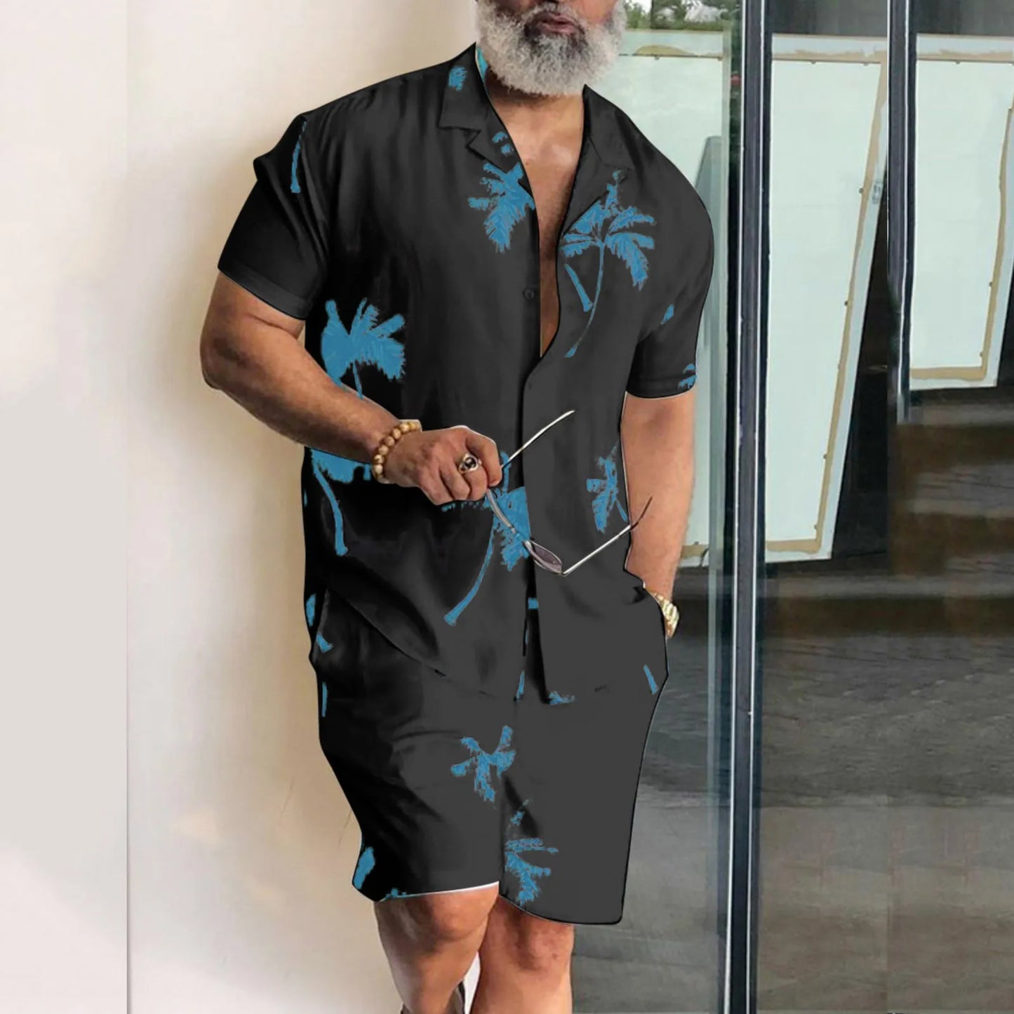 Summer Patchwork 3D Print Men Shirt Sets