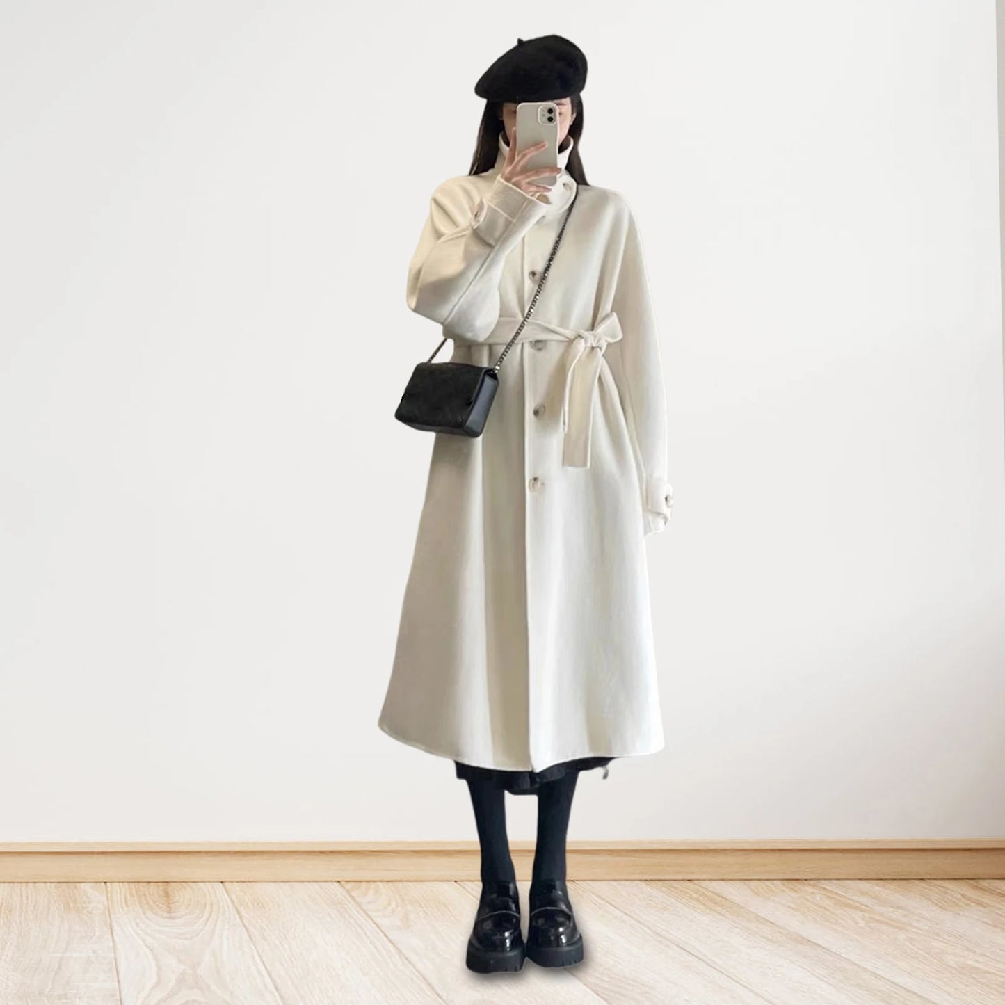 Women’s Color Matching Wool Coat