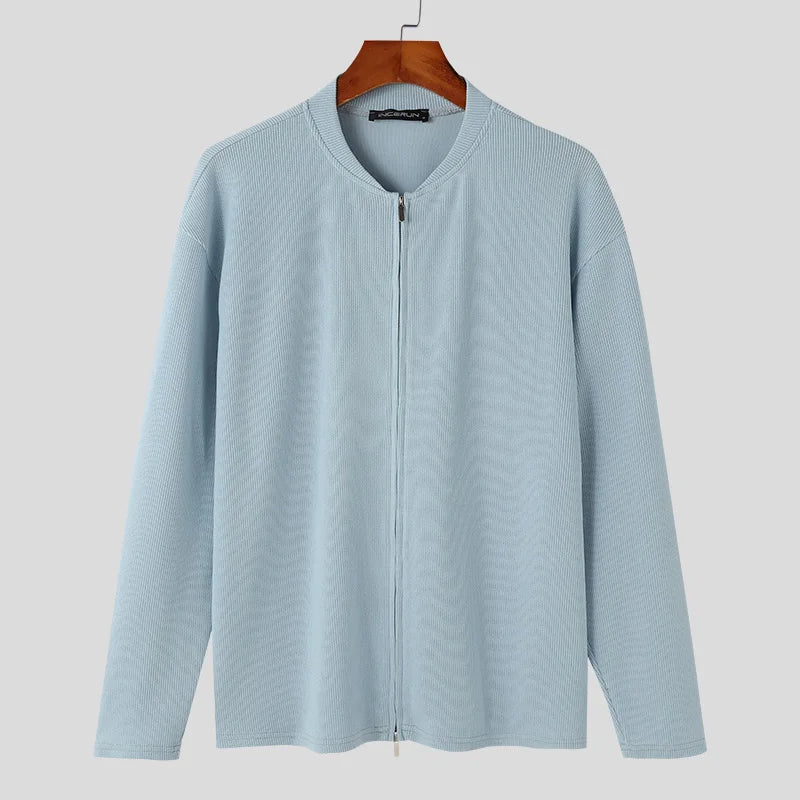 Men’s Textured Zipper Cardigan Sweater