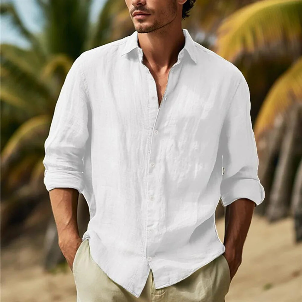 Men's Cotton Linen Hawaiian Shirt