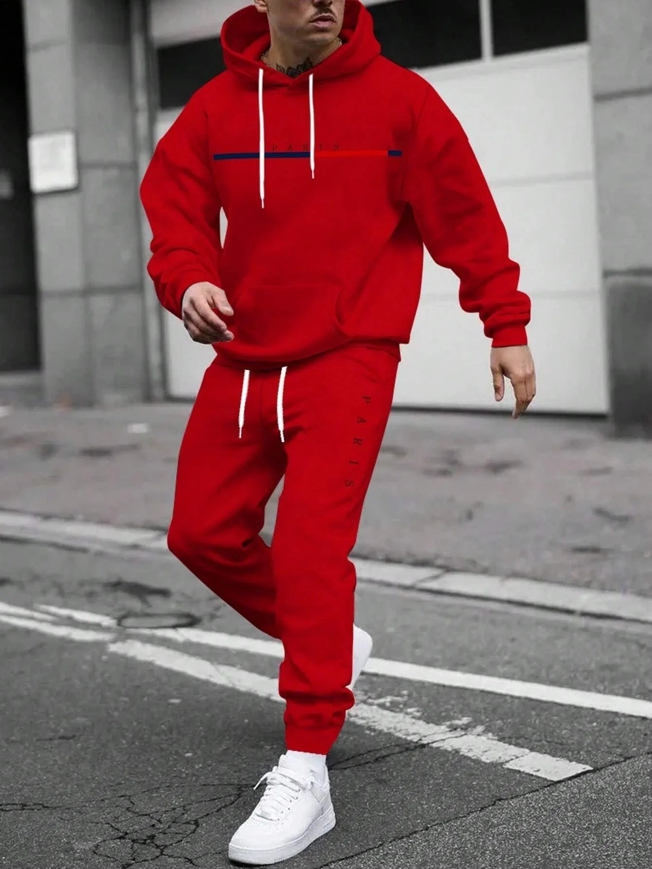 Men Autumn Winter Drawstring Tracksuit