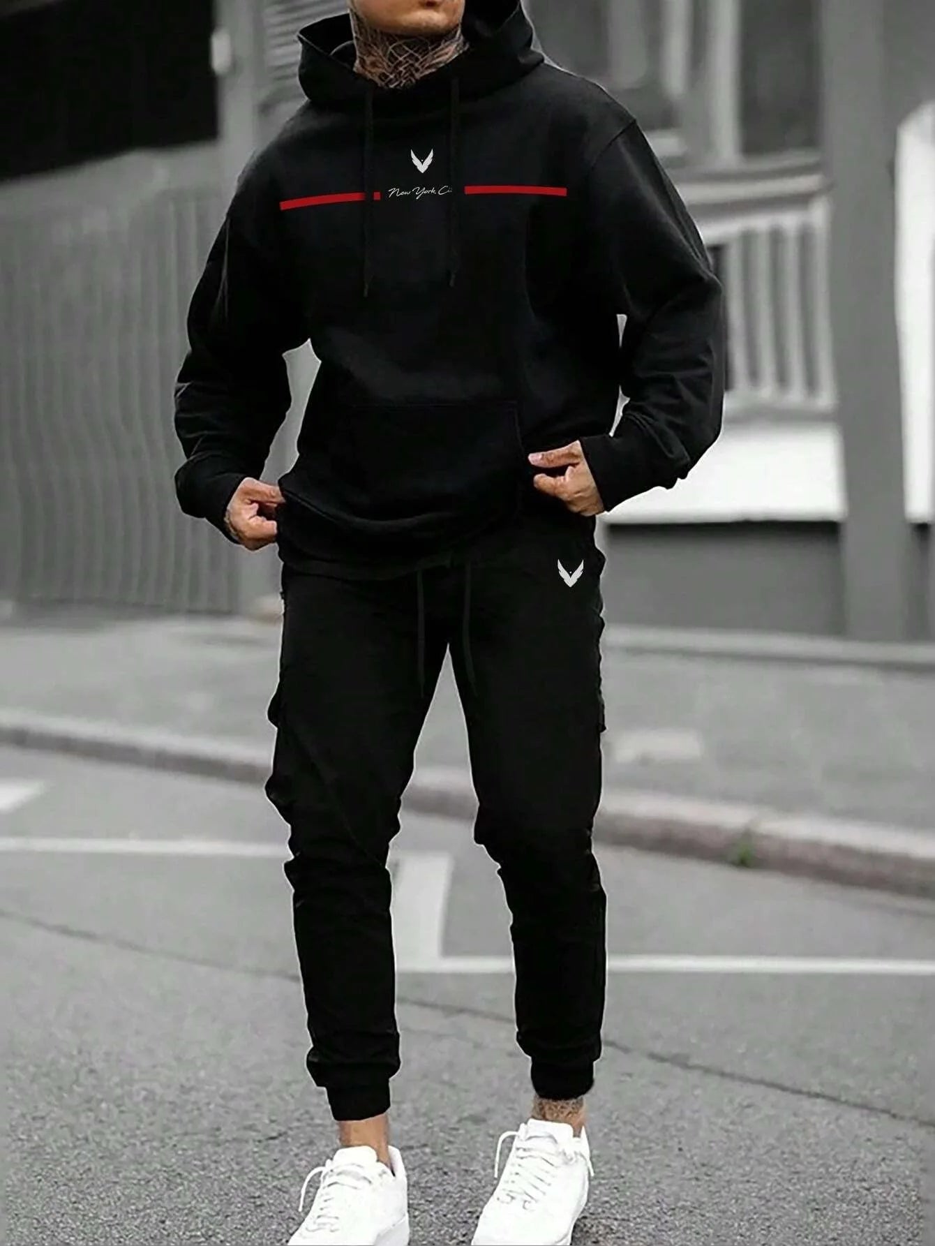 Men Autumn Winter Drawstring Tracksuit