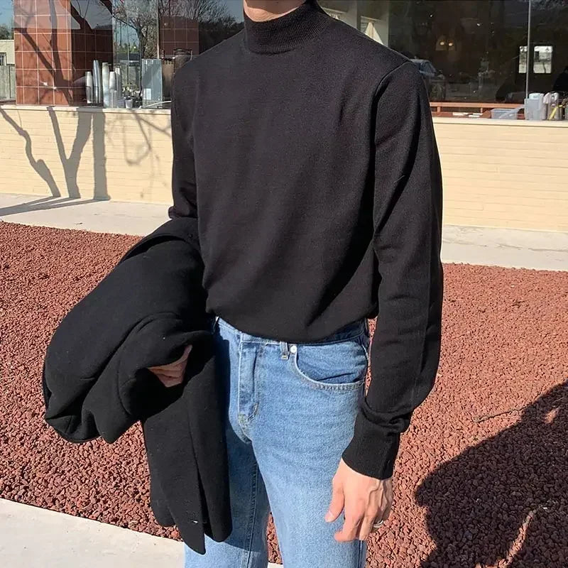 Men's Half Turtleneck Long-Sleeved Knit Sweater