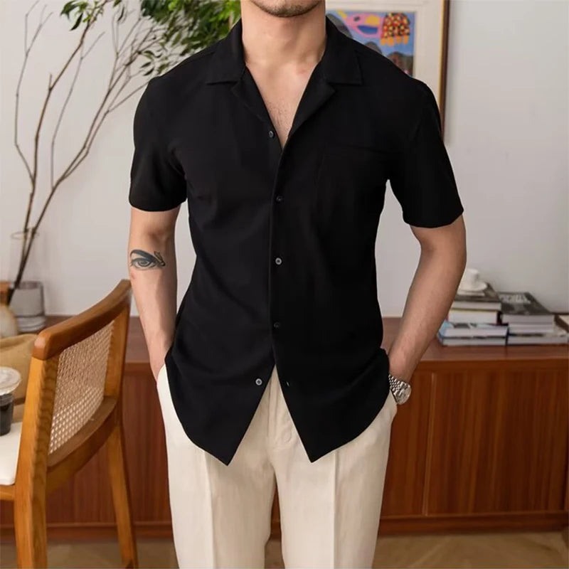 Men’s Old Money Aesthetic Short-Sleeve Shirt