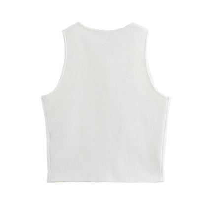 Women's White Knit Crop Tank Top