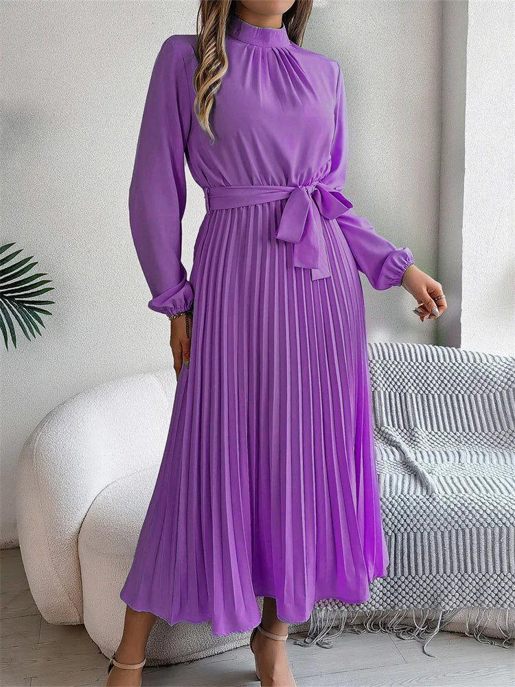 Elegant Stand Collar Long Dress