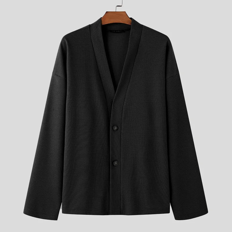 Men’s Solid Color V-Neck Cardigan