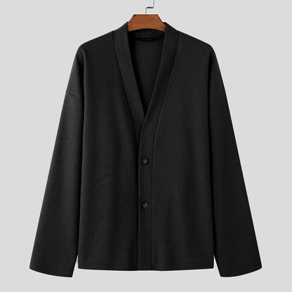Men’s Solid Color V-Neck Cardigan