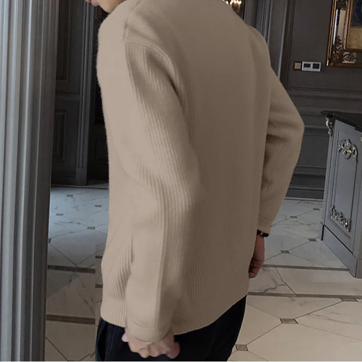 Men’s Textured Zipper Cardigan Sweater