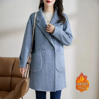 Thickened Mid-Length Woolen Coat