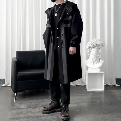 Men’s Patchwork Hooded Trench Coat