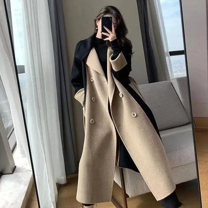 Women’s Color Matching Wool Coat