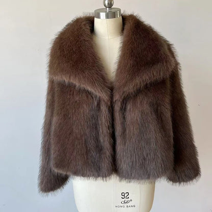 Gradient Fluffy Faux Fur Coat