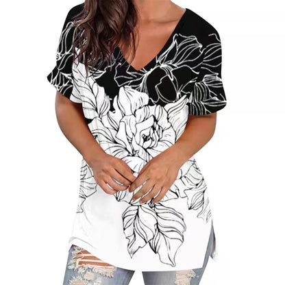 Women’s Striped Gradient V-Neck T-Shirt