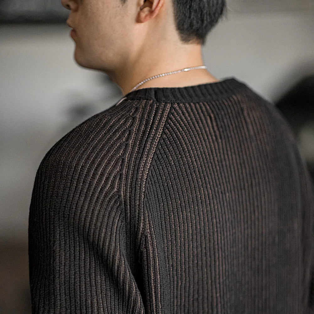 Men Vintage Vertical Striped Knitted Sweater