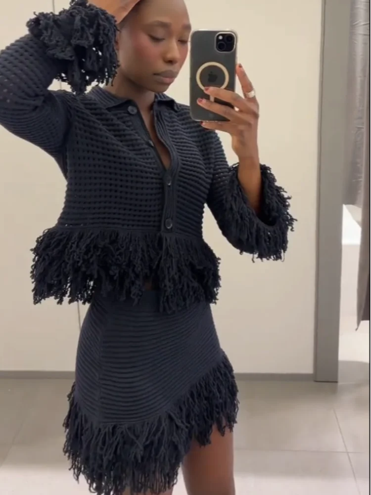 Knitted Hollow-Out Single-Breasted Cardigan