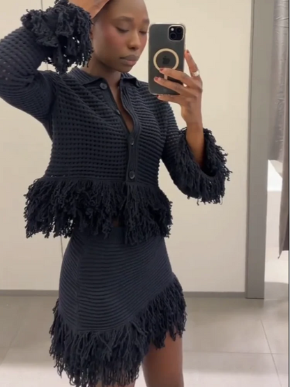 Knitted Hollow-Out Single-Breasted Cardigan