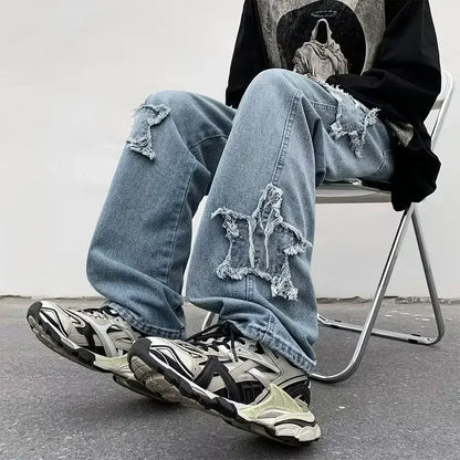 Men’s Y2K Star Embroidered Brown Jeans