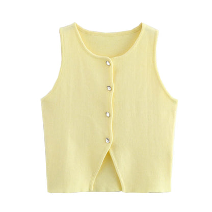 Women's White Knit Crop Tank Top