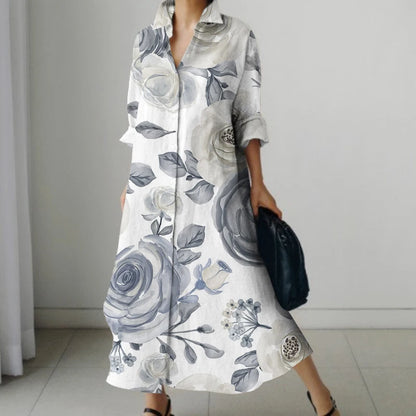 Casual Oversized V-Neck Shirt Dress