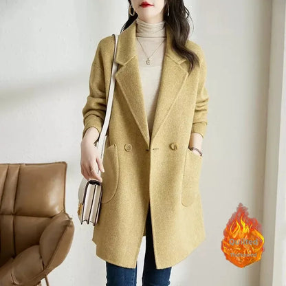 Thickened Mid-Length Woolen Coat