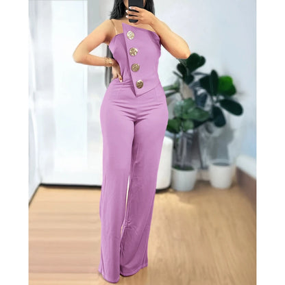 Asymmetrical Bandeau Strapless Jumpsuit