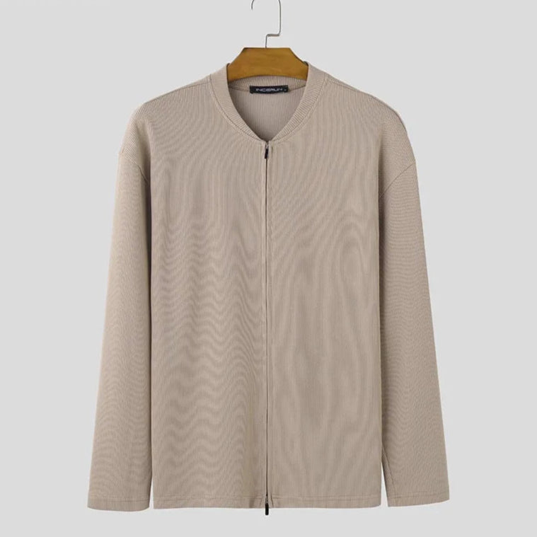 Men’s Textured Zipper Cardigan Sweater