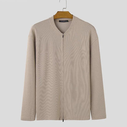 Men’s Textured Zipper Cardigan Sweater