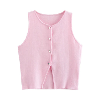 Women's White Knit Crop Tank Top