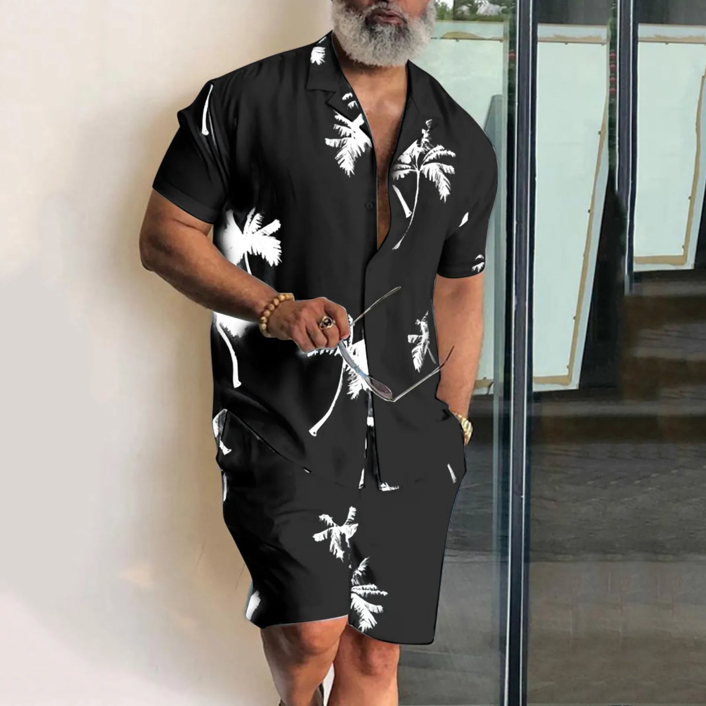 Summer Patchwork 3D Print Men Shirt Sets