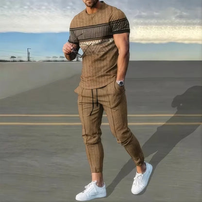 Men's short sleeved T-shirt long pants two-piece set