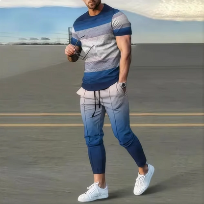 Men's short sleeved T-shirt long pants two-piece set