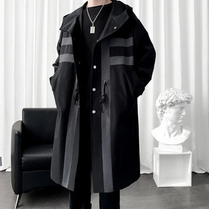 Men’s Patchwork Hooded Trench Coat