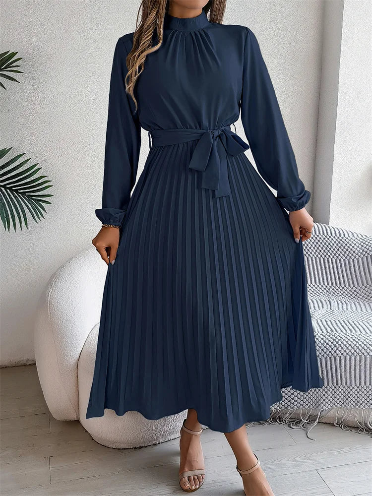 Elegant Stand Collar Long Dress