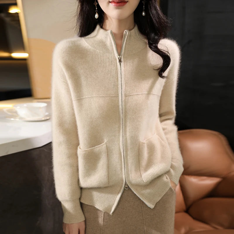 Women's Wool Zip-Up Cardigan