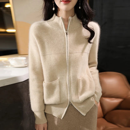 Women's Wool Zip-Up Cardigan