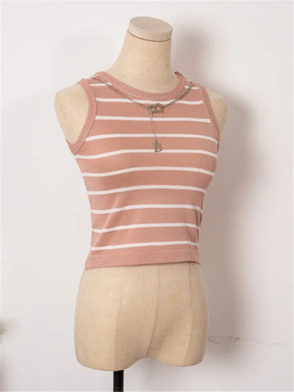 Women's Striped Chain Crop Tank Top